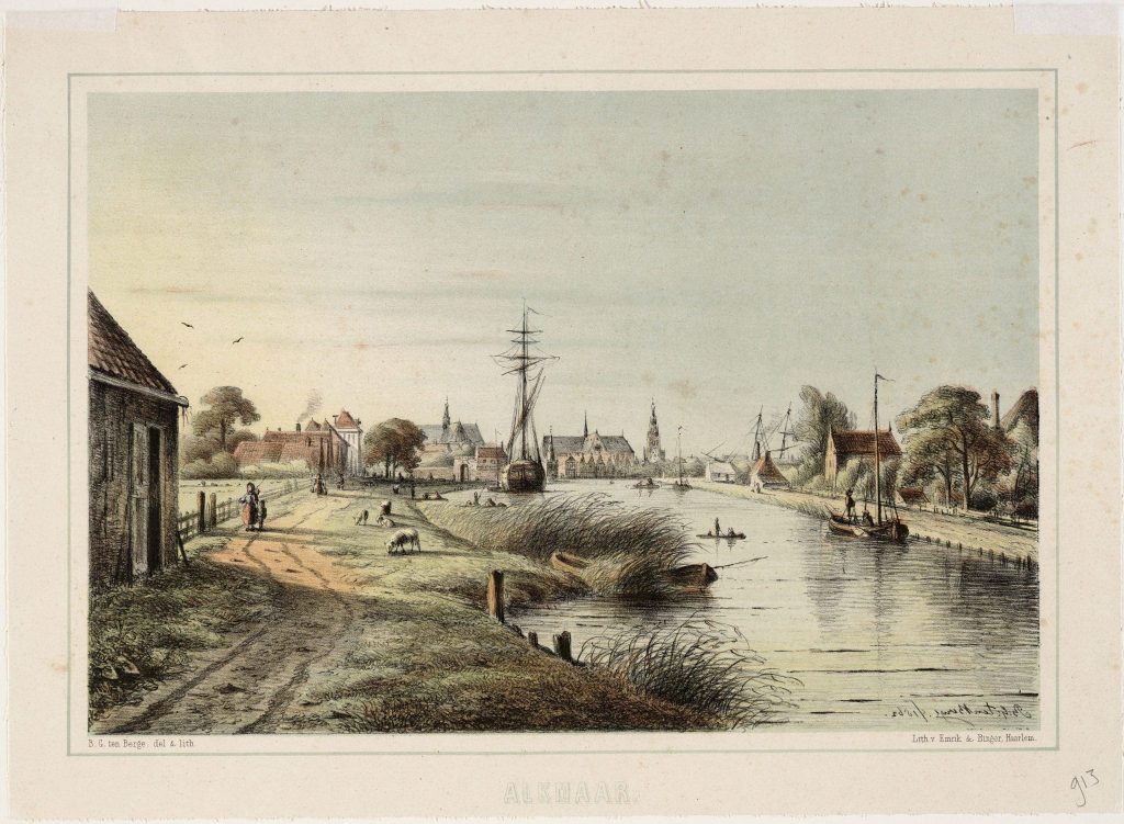 Het kanaal gezien vanaf het Zeglis. Prent uit 1861 door B.C. ten Berge.